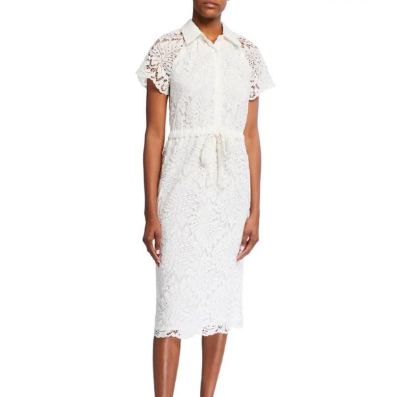 NWT TRINA TURK Lakeside Tie-Waist Midi Lace Dress Sz 14 - Picture 2 of 7